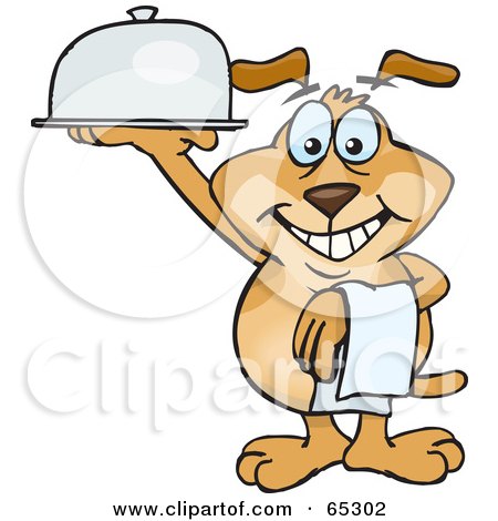 Royalty-Free (RF) Clipart Illustration of a Sparkey Dog Serving Food by Dennis Holmes Designs