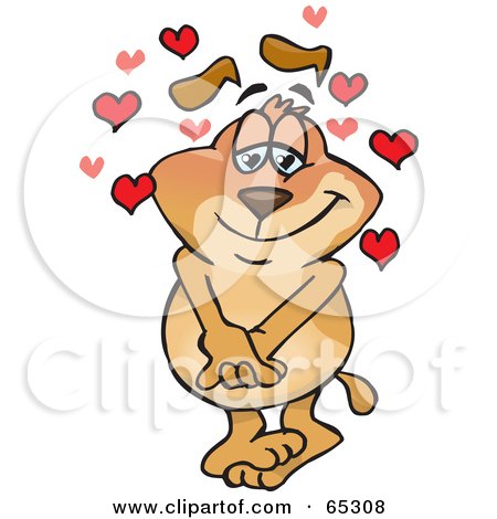 Royalty-Free (RF) Clipart Illustration of a Sparkey Dog In Love, With Hearts by Dennis Holmes Designs