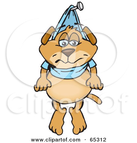 Royalty-Free (RF) Clipart Illustration of a Sparkey Dog Hung Up By His Shirt On A Nail by Dennis Holmes Designs