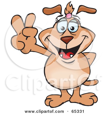 Royalty-Free (RF) Clipart Illustration of a Female Sparkey Dog Gesturing The Peace Sign by Dennis Holmes Designs