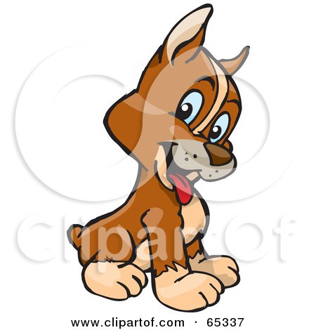 Royalty-Free (RF) Clipart Illustration of a Curious Sitting Boxer Puppy With His Head Cocked by Dennis Holmes Designs