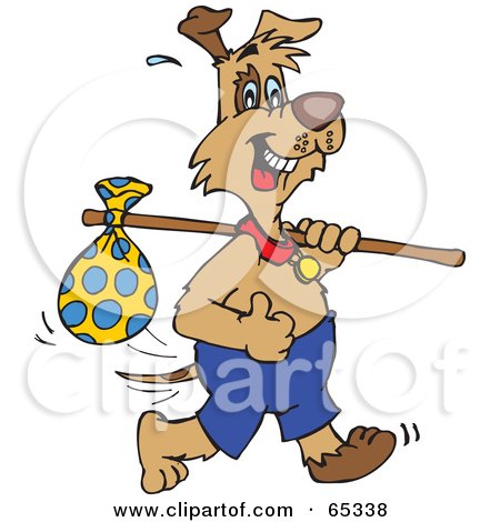 Royalty-Free (RF) Clipart Illustration of a Patch Dog Carrying A Sack by Dennis Holmes Designs