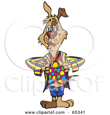 Royalty-Free (RF) Clipart Illustration of a Patch Dog In Funky Clothes by Dennis Holmes Designs