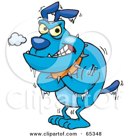 Royalty-Free (RF) Clipart Illustration of a Shivering Blue Bulldog by Dennis Holmes Designs