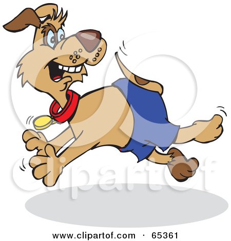Royalty-Free (RF) Clipart Illustration of a Patch Dog Running And Looking Back by Dennis Holmes Designs