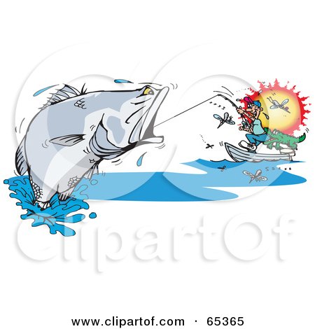 Man Reeling In A Large Barramundi Fish, Surrounded By Flies Posters, Art  Prints by - Interior Wall Decor #65365