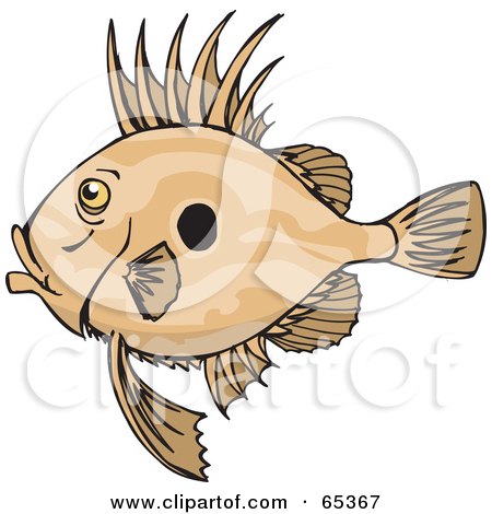 Royalty-Free (RF) Clipart Illustration of a Profiled Brown Fish With Sharp Fins by Dennis Holmes Designs