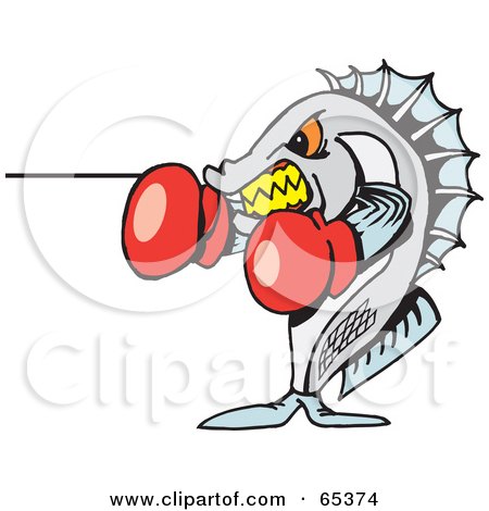Royalty-Free (RF) Clipart Illustration of a Boxing Yellowbelly Fish by Dennis Holmes Designs