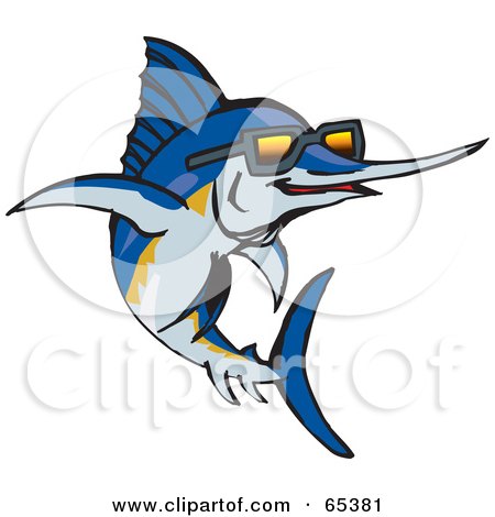Royalty-Free (RF) Clipart Illustration of a Blue Marlin Fish Wearing Shades by Dennis Holmes Designs