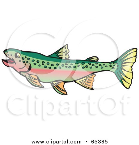 Royalty-Free (RF) Clipart Illustration of a Swimming Rainbow Trout by Dennis Holmes Designs