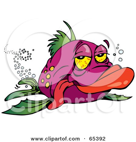 Royalty-Free (RF) Clipart Illustration of a Fat Purple Stoned Fish by Dennis Holmes Designs