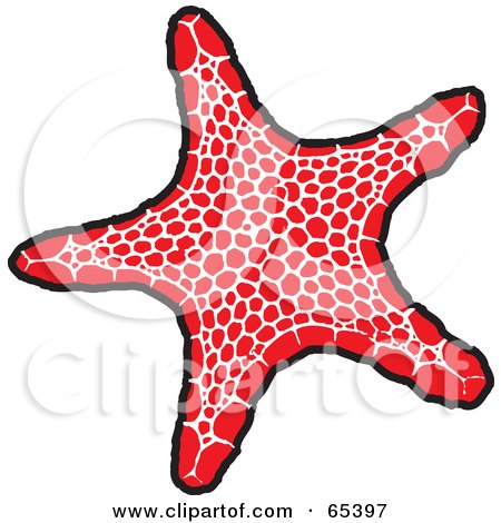 Royalty-Free (RF) Clipart Illustration of a Red Starfish With A White Pattern by Dennis Holmes Designs