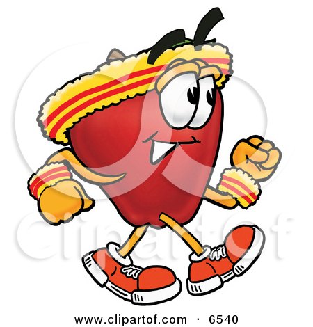 Red Apple Character Mascot Speed Walking or Jogging Clipart Picture by Mascot Junction