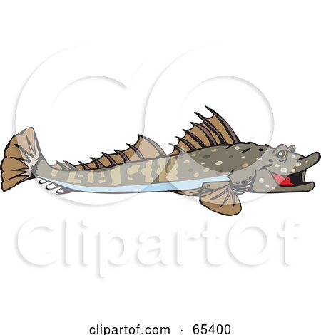 Royalty-Free (RF) Clipart Illustration of a Brown Flathead Fish by Dennis Holmes Designs