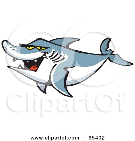 Royalty-Free (RF) Clipart Illustration of a Swimming Shark With Mean Yellow Eyes by Dennis Holmes Designs