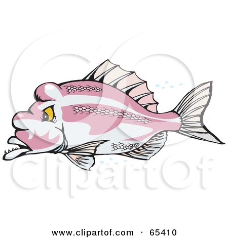 Royalty-Free (RF) Clipart Illustration of a Pink Snapper In Profile by Dennis Holmes Designs