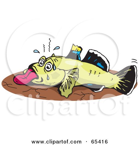 Royalty-Free (RF) Clipart Illustration of a Dying Goby Fish On Dry Land by Dennis Holmes Designs