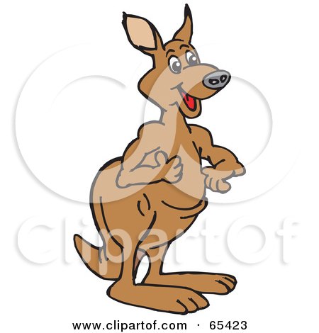Royalty-Free (RF) Clipart Illustration of a Happy Brown Kangaroo by Dennis Holmes Designs