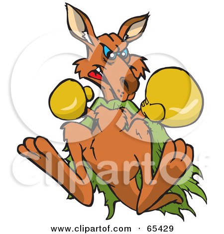 Royalty-Free (RF) Clipart Illustration of a Boxing Kangaroo Looking Down by Dennis Holmes Designs
