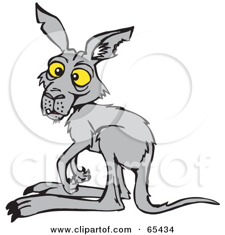Royalty-Free (RF) Clipart Illustration of a Shy Gray Kangaroo by Dennis Holmes Designs