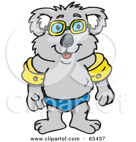 Royalty-Free (RF) Clipart Illustration of a Koala Wearing Swimming Arm Floaties by Dennis Holmes Designs