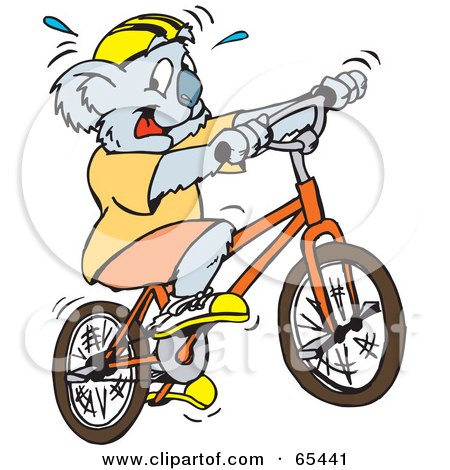 Royalty-Free (RF) Clipart Illustration of a Sweaty Koala Riding A Bicycle by Dennis Holmes Designs