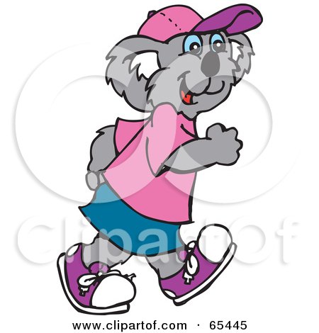 Royalty-Free (RF) Clipart Illustration of a Walking Female Koala In Clothes by Dennis Holmes Designs