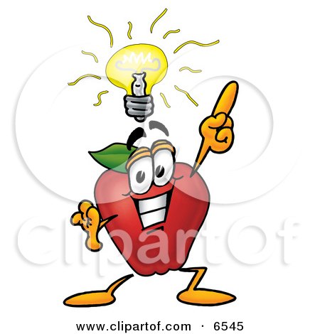 Red Apple Character Mascot With a Bright Idea Clipart Picture by Mascot Junction