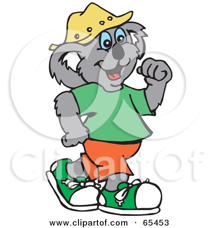 Royalty-Free (RF) Clipart Illustration of a Walking Male Koala In A Hat And Clothes by Dennis Holmes Designs