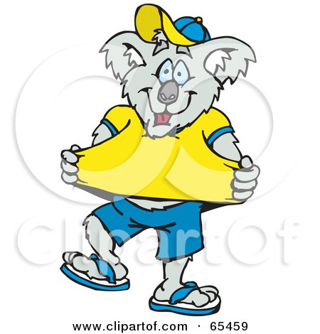 Royalty-Free (RF) Clipart Illustration of a Koala Stretching His Shirt by Dennis Holmes Designs