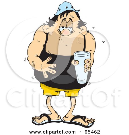 Royalty-Free (RF) Clipart Illustration of a Gross Man Holding Beer by Dennis Holmes Designs
