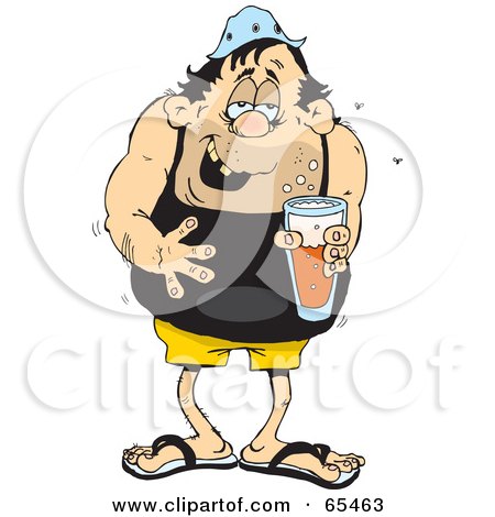Royalty-Free (RF) Clipart Illustration of a Gross Man Drinking Beer by Dennis Holmes Designs