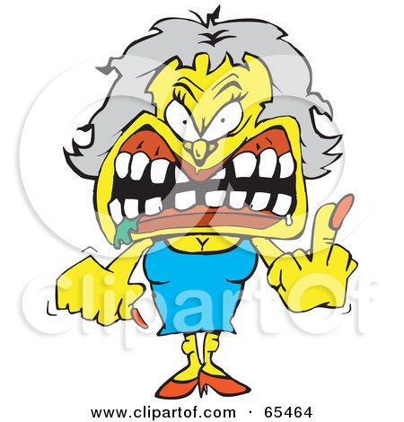Royalty-Free (RF) Clipart Illustration of an Angry Grandma Flipping The Bird by Dennis Holmes Designs