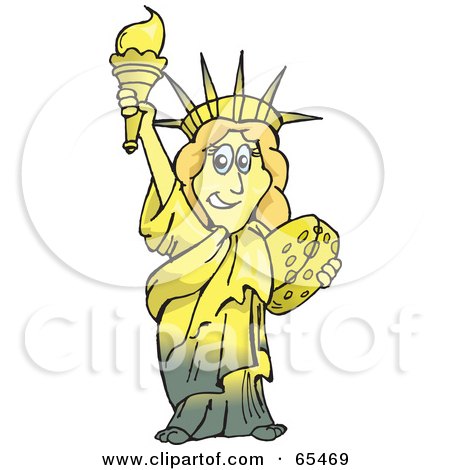 Royalty-Free (RF) Clipart Illustration of The Statue Of Liberty Holding Cheese by Dennis Holmes Designs