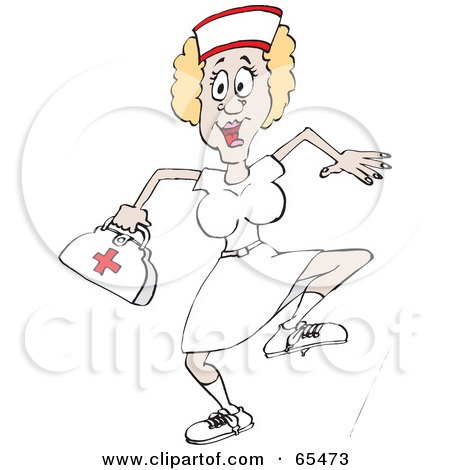 Royalty-Free (RF) Clipart Illustration of a Running Blond Nurse by Dennis Holmes Designs
