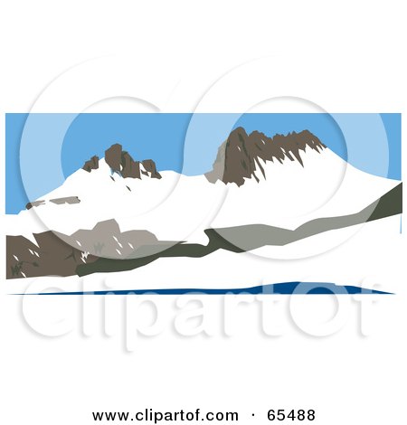 Royalty-Free (RF) Clipart Illustration of Cradle Mountain With Snow, Tasmania by Dennis Holmes Designs