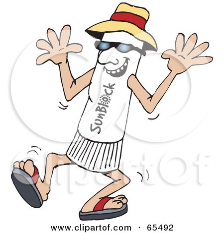 Royalty-Free (RF) Clipart Illustration of a Walking Sunblock Bottle Guy by Dennis Holmes Designs