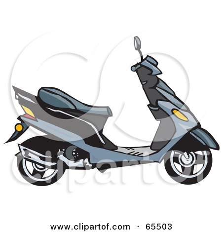 Royalty-Free (RF) Clipart Illustration of a Profiled Gray Moped by Dennis Holmes Designs