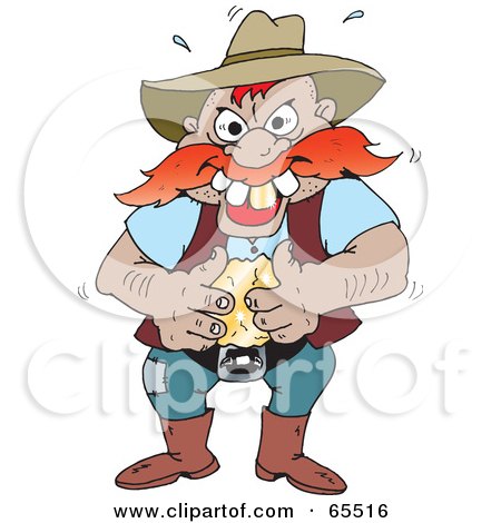 Royalty-Free (RF) Clipart Illustration of a Greedy Man Carrying Money by Dennis Holmes Designs