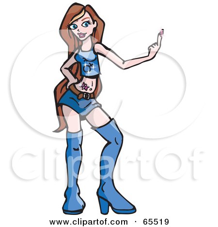 Royalty-Free (RF) Clipart Illustration of a Brunette Dancing Teen In Blue by Dennis Holmes Designs