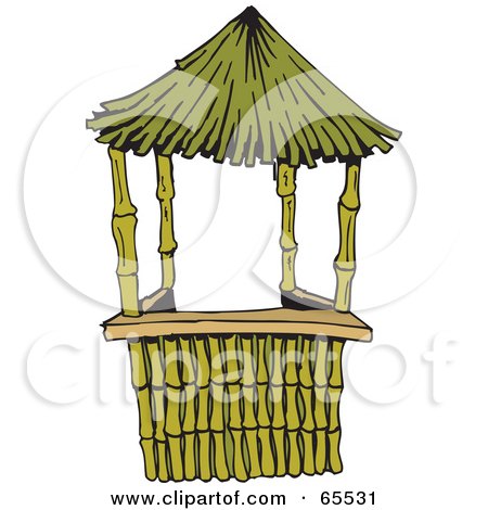 Royalty-Free (RF) Clipart Illustration of a Bamboo And Straw Hut by Dennis Holmes Designs