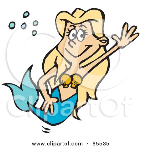 Royalty-Free (RF) Clipart Illustration of a Waving Blond Mermaid by Dennis Holmes Designs