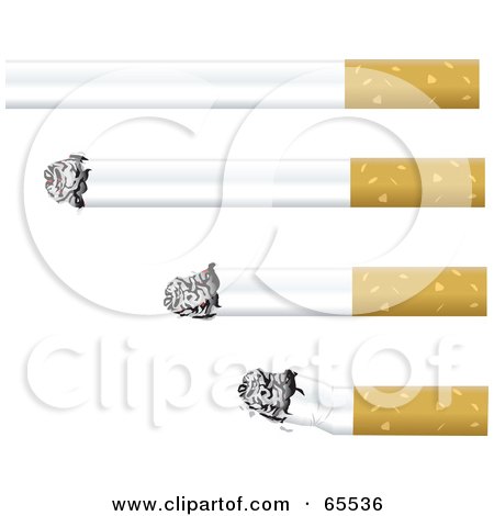 Royalty-Free (RF) Clipart Illustration of a Digital Collage Of Cigarettes From New To Smoked by Dennis Holmes Designs