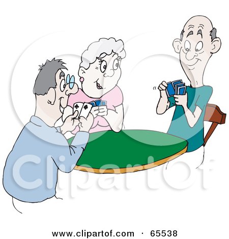 Royalty-Free (RF) Clipart Illustration of a Group Of Elderly Playing Cards by Dennis Holmes Designs