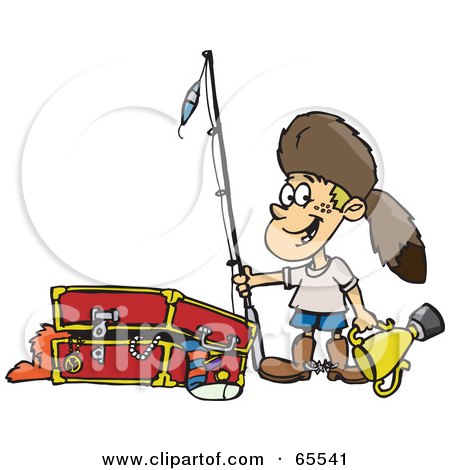 Royalty-Free (RF) Clipart Illustration of a Little Boy Playing Dressup And Standing By A Chest by Dennis Holmes Designs