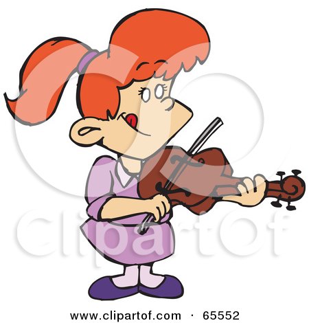 Royalty-Free (RF) Clipart Illustration of a Red Haired Girl Playing A Violin by Dennis Holmes Designs