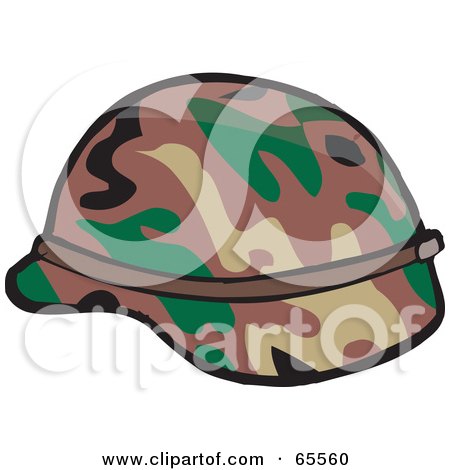 Royalty-Free (RF) Clipart Illustration of a Camouflage Military Helmet by Dennis Holmes Designs