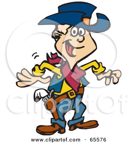 Royalty-Free (RF) Clipart Illustration of a Cowboy Man At The Ready by Dennis Holmes Designs