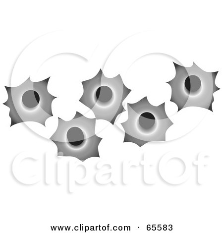 Royalty-Free (RF) Clipart Illustration of a Line of Bullet Holes by Dennis Holmes Designs