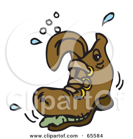 Royalty-Free (RF) Clipart Illustration of a Brown Boot With Water Droplets by Dennis Holmes Designs
